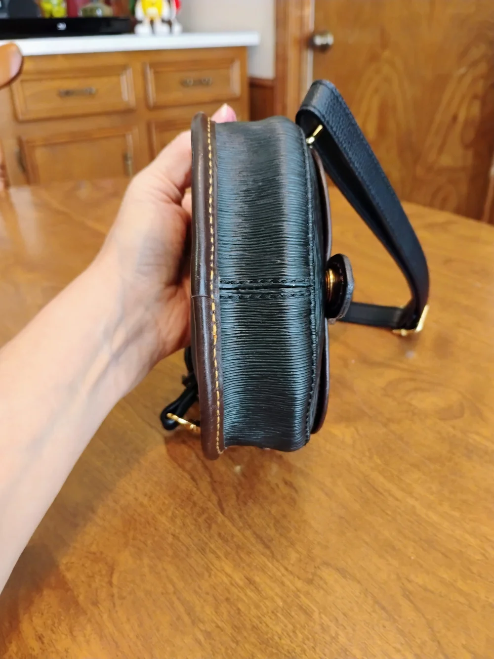 Dooney & Bourke Wave Fine Grain Coated Canvas Flap Saddle Bag Crossbody Purse